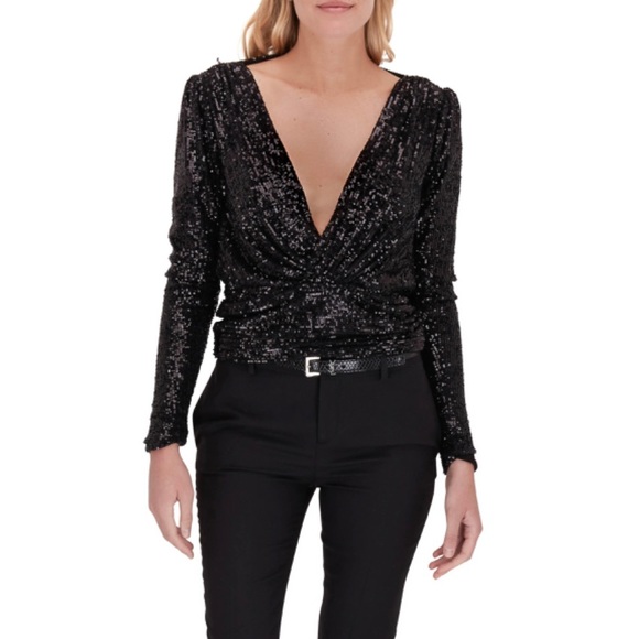 YSL black sequin low cut top - Picture 3 of 4